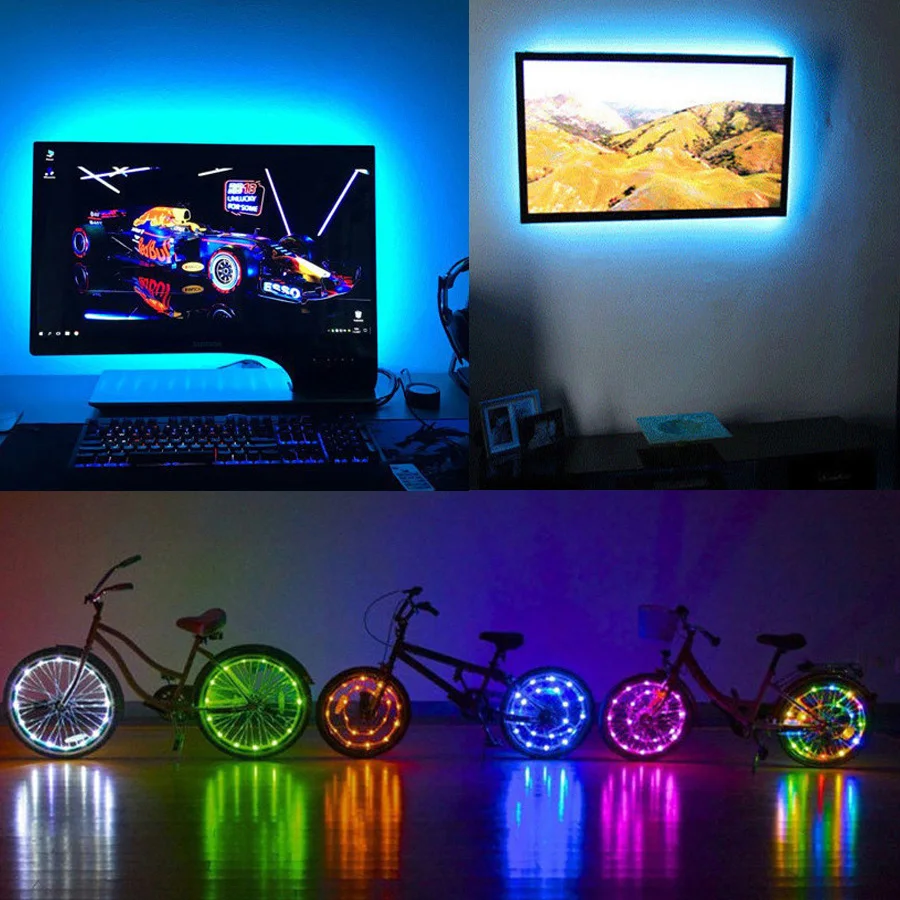 5M USB Светодиодные ленты 2835 RGB DC 5V ТВ фон Гибкий Светильник лампы дистанционного