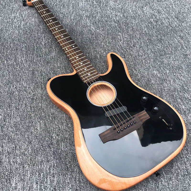 Заводская Настройка полупустая электрогитара черная Лаковая Акустическая
