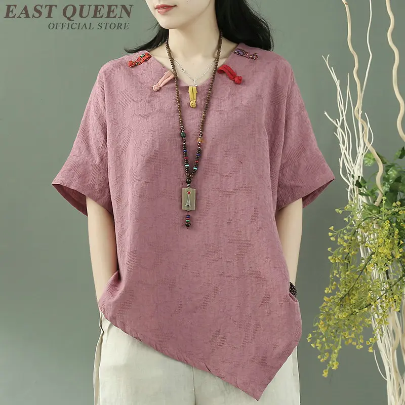 Одежда в китайском стиле Женская Асимметричная летняя футболка женская новая