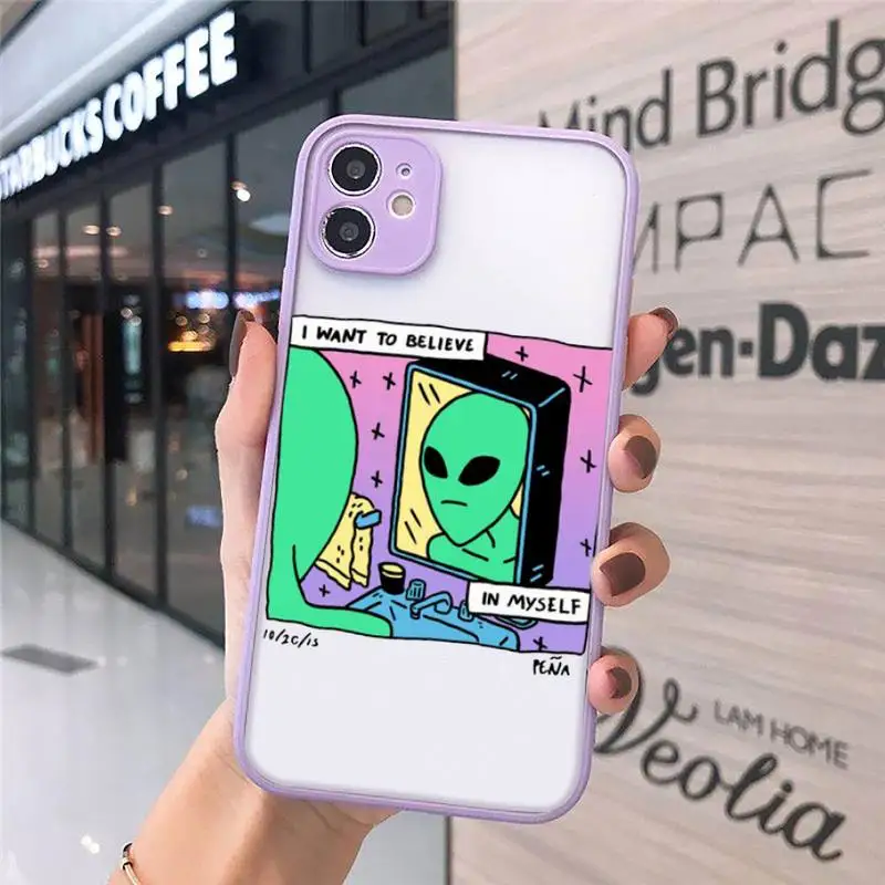 

Alien space cartoon luxury Phone Cases Matte Transparent For iPhone 12 Mini 11 Pro XR XS Max 7 8 Plus