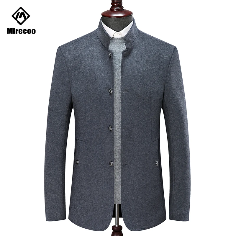 Мужское зимнее пальто с отложным воротником однотонное | Мужская одежда