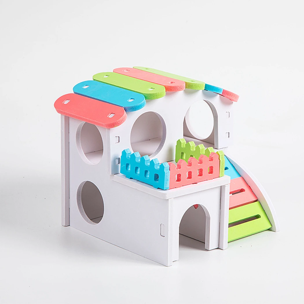 rainbow color hamster nest sleeping house luxury cage pet diy hideout hut toy small animal supplies hamster hideout free global shipping