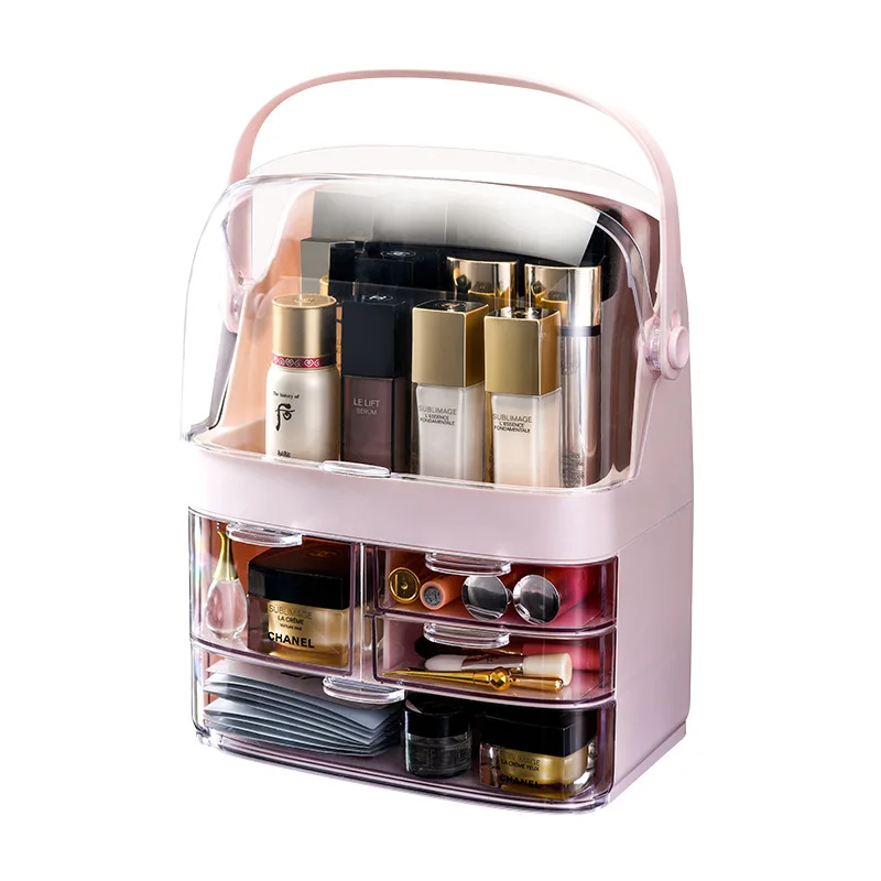 

Cosmetics Storage Box Desktop Dustproof Large Household Dresser Skin Care Products Storage Shelves