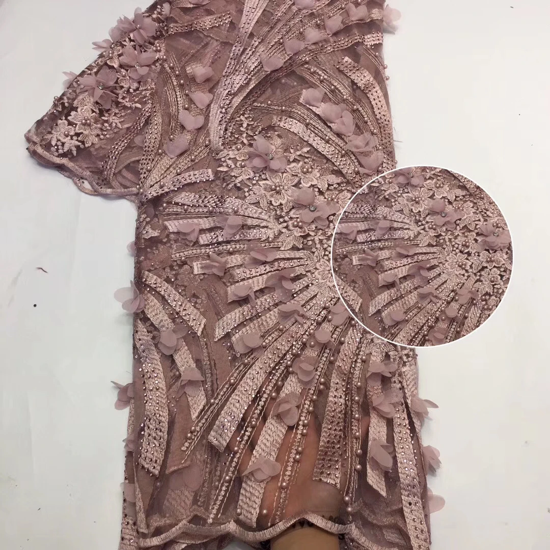 

Nigeria Lace Fabric High Quality 3D Flower African Lace Fabric Hot Selling Ladies Wedding Lace French Lace Fabric ZX35581
