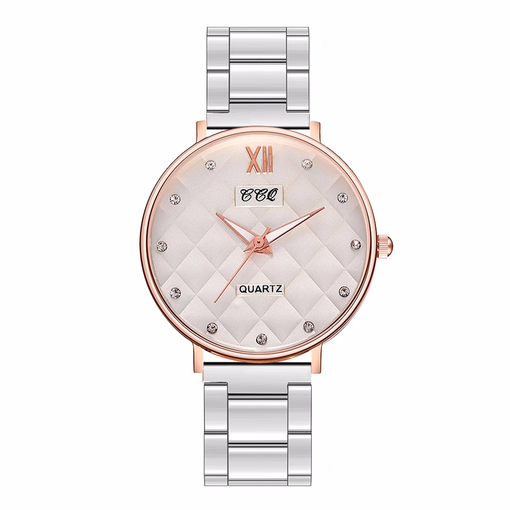 Часы CCQ женские из нержавеющей стали стразы роскошные кварцевые часы подарок