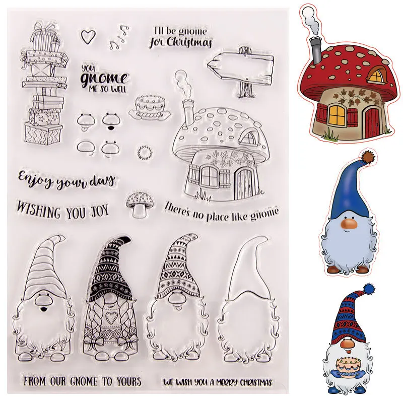 

Christams Mushroom House cutting die Clear Stamp for Scrapbooking Transparent Stamps Silicone Rubber DIY Photo Album Decor