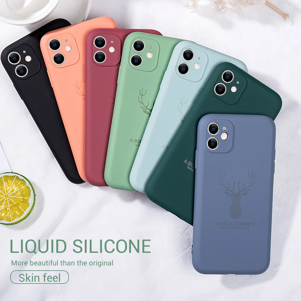 Роскошный жидкий силиконовый чехол с оленем для iPhone 7 8 Plus 11 Pro Max Xs X Xr новейший