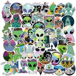 103050pcs cartoon ufo alien stickers laptop diy motorcycle luggage phone guitar skateboard waterproof joke sticker kid toy free global shipping