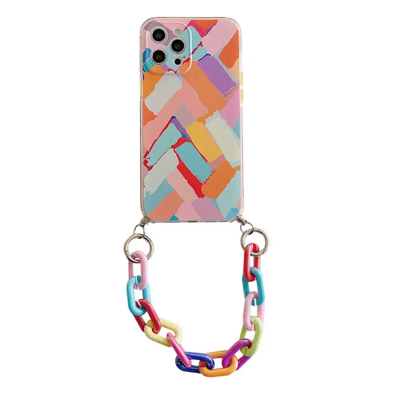 

smartphone webcam Covers Para for iPhone de Colores Case with Wrist Chain Strap Watercolor Case for iPhone 12 Pro Max Ca