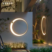 VZVI Modern Outdoor Wall Lamps IP65 Waterproof 110V 220V 24W LED Cafe Villa Garden Cotta Round Moon Background Wall Light Wiring