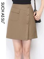 splice asymmetrical skirt women 2021 new spring summer black khaki high waist irregular skirt s 3xl size office lady mini skirt