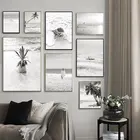 Скандинавский черно-белый пейзаж, картина на стену, искусство на холсте, пейзаж, плакат и печать для скандинавского общежития, домашний декор