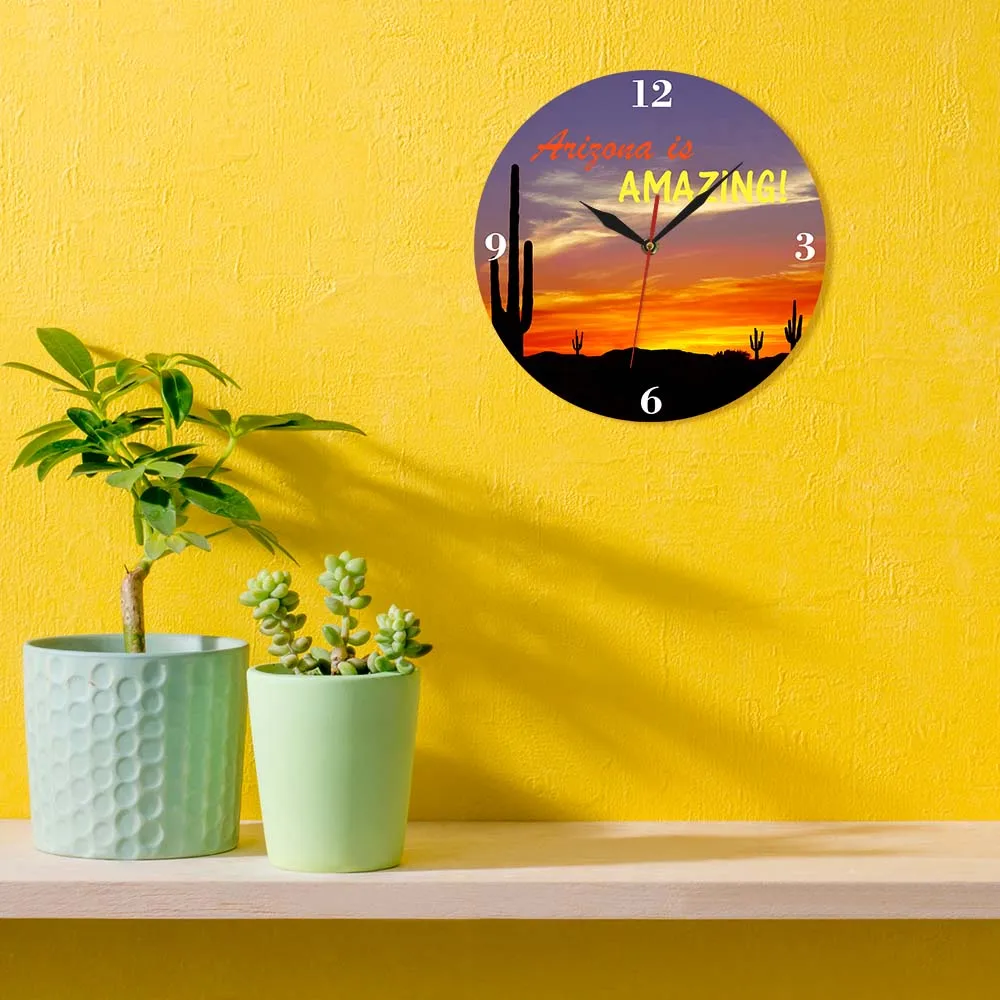 Аризона потрясающая большая Сагуаро кактус современные настенные часы пустыни