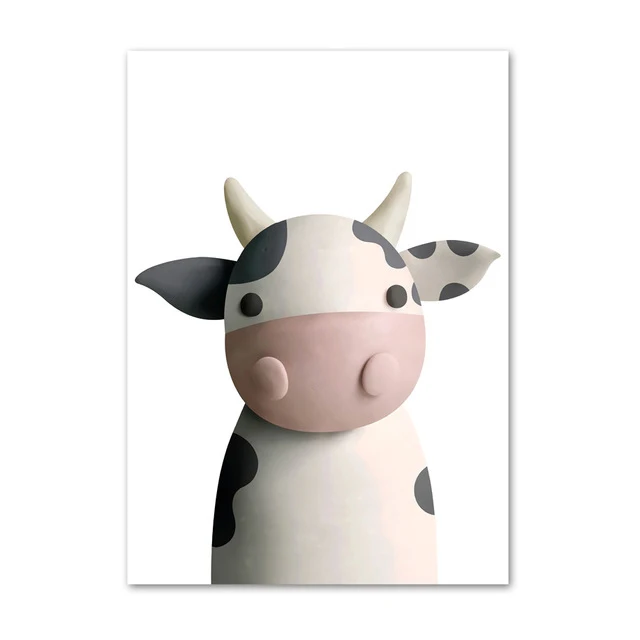 

Cartoon Animals Elephant Wall Art Canvas Painting Panda Nordic Poster Rabbit Wall Pictures For Living Room Home Decor Unframed