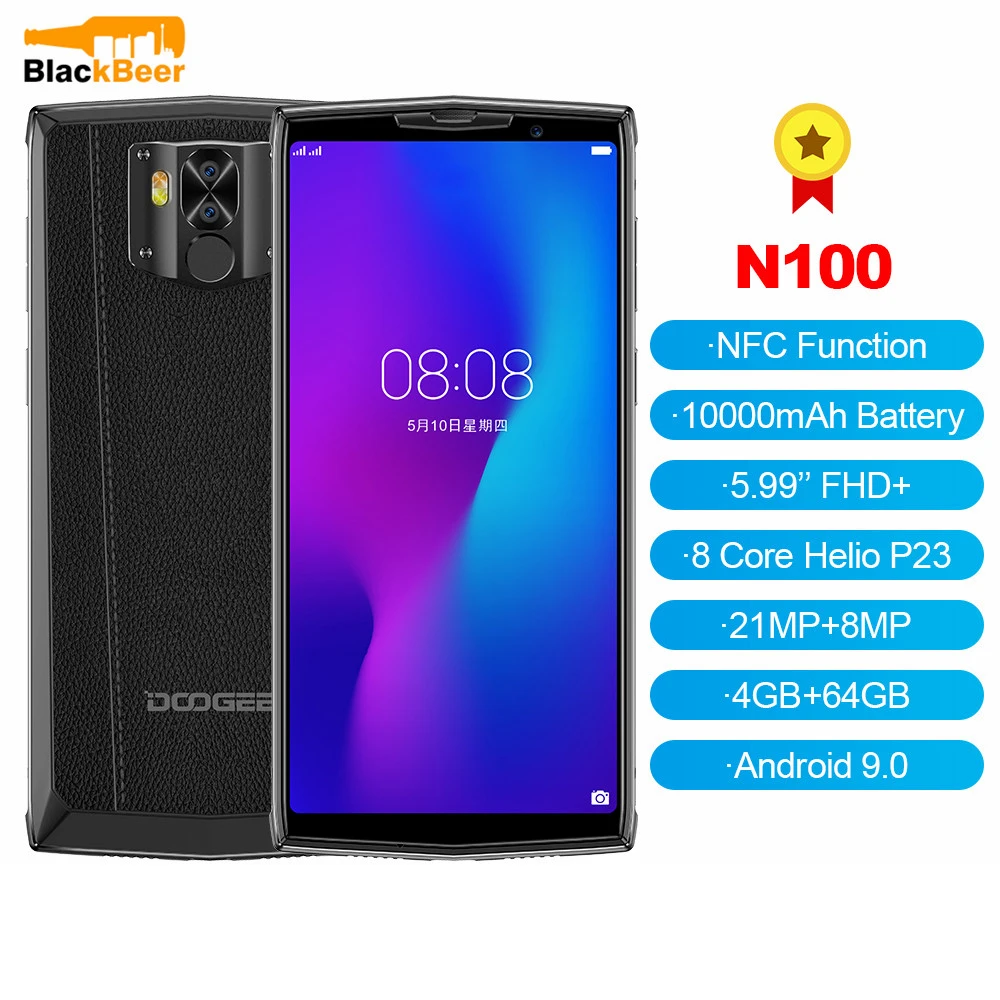 DOOGEE N100 5 99 дюймовый смартфон MT6763 Восьмиядерный мобильный телефон Android 9 0 4 Гб 64 ГБ