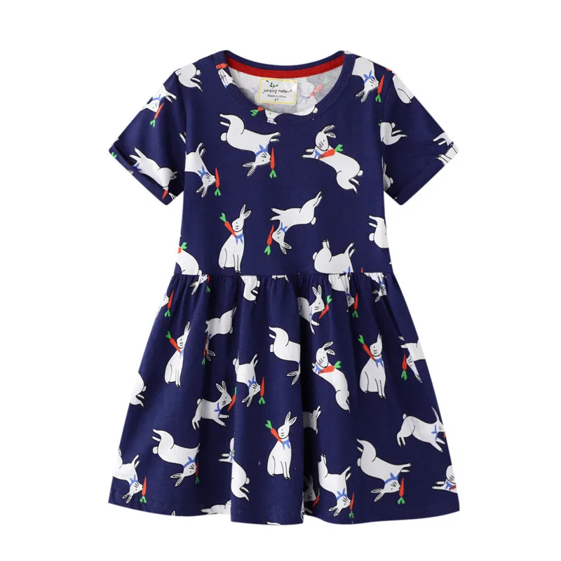 Jumping Meters Animals Summer Princess Girls Dresses Bunny Print Baby Cotton Clothes New Arrival Children Tutu Dress Hot Selling | Детская