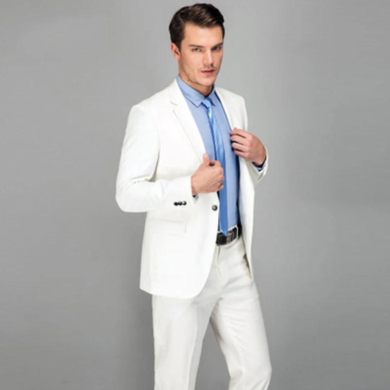Augustonline Белый Slim Fit Свадебные для мужчин костюмы жениха смокинги женихов Best