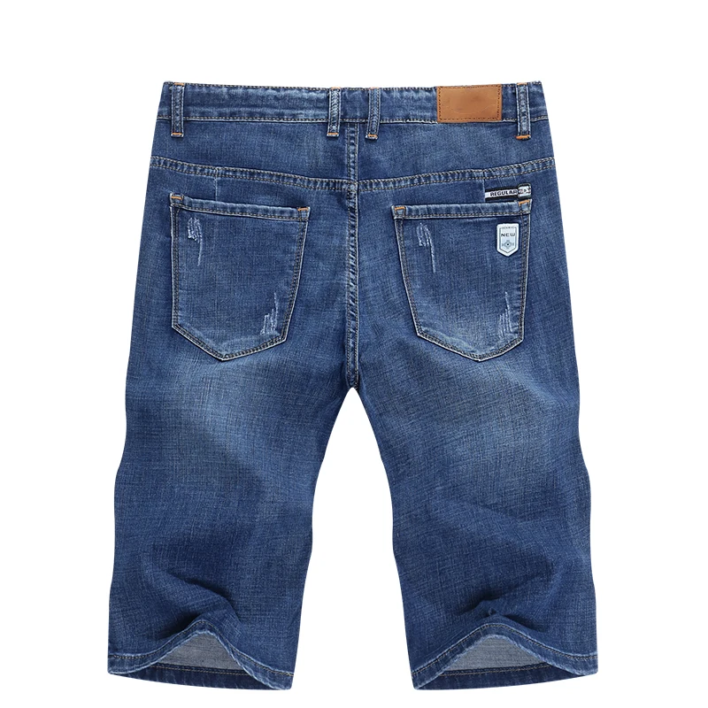 Джинсовые шорты мужские с карманами узкие модные штаны из денима эластичность