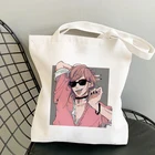Yarichin Bitch Club сумка для покупок с принтом аниме Женская хлопковая ткань белая сумка Tote Harajuku Наплечные сумки Женская Холщовая Сумка