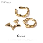 Серьги-клипсы Yhpup, круглые, золотистые, металлические, не пирсинг, костяные, ювелирные изделия, 14 K