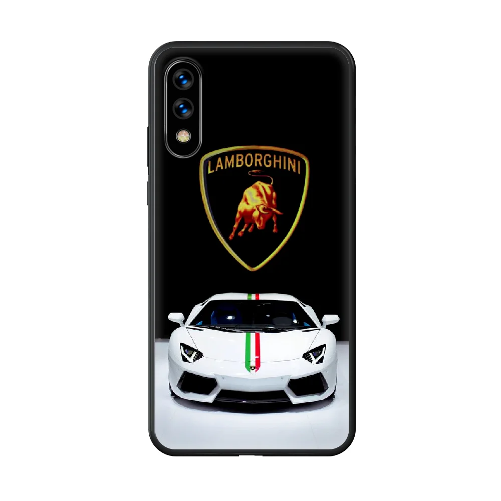 

Luxury SportsCar CattlePhone Case hull For huawei honor7 8 9 10 20 A S X Lite Pro black soft funda painting bumper