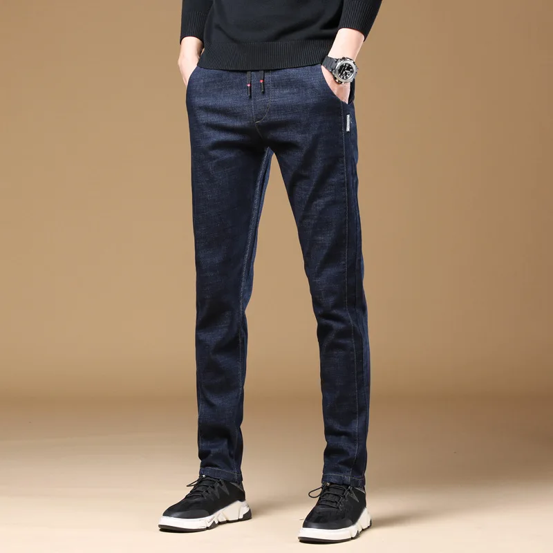 Новые мужские брендовые джинсы модные повседневные облегающие прямые с высокой