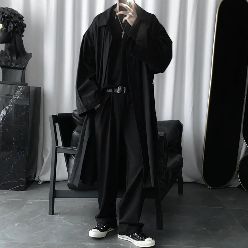 

Autumn Loose Trench Coat Men's Mid-Length Trendy Handsome Cloak Coat