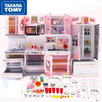 takara tomy fashionable plastic material cute cartoon hello kitty kitchen toys simple children play home cooking kitchenware