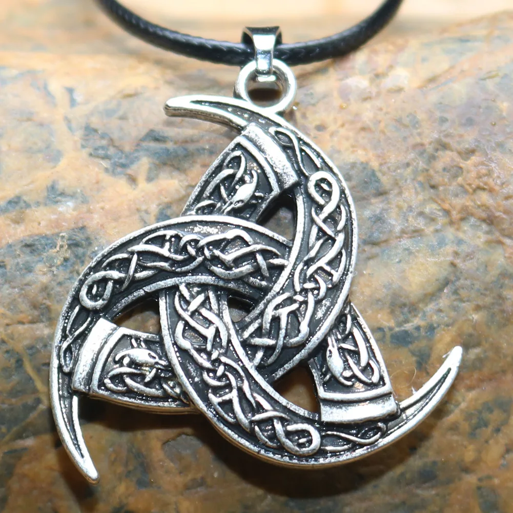 Фото Скандинавский бог рог Одина узел Женский волк кулон ожерелье Ирландский Узел 3