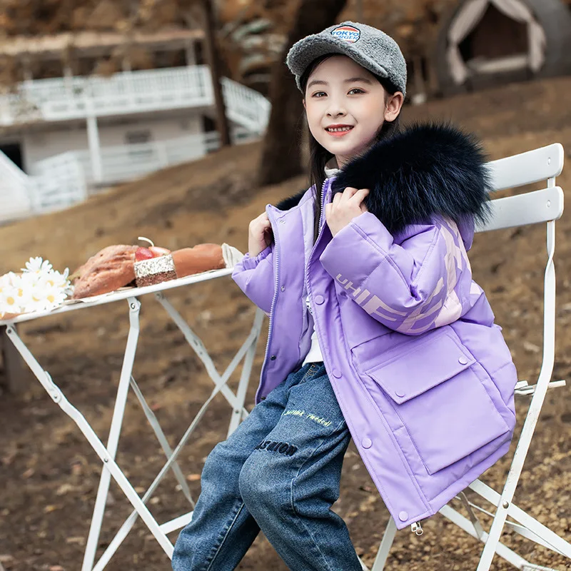 

-30 Degree Girls Winter Jacket Warm Coat Clothing Thick Parkas Children'S Winter Jackets Kids Big Fur Hood Outerwear