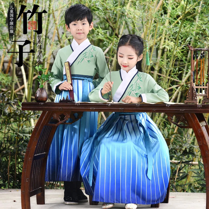 

New Hanfu Dress Kids Traditional Chinese Costume Folk Ancient Crane Baby Girl Boy Tang Suit Dance Costume Party New Year Clothes