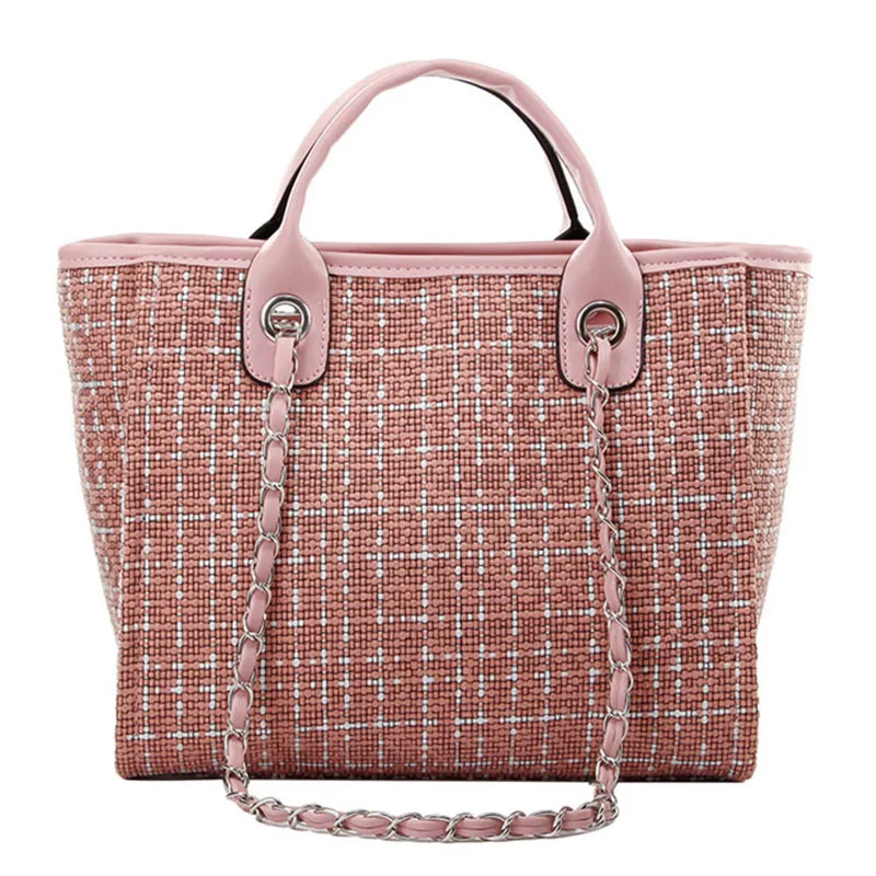 

Fashion Leather Women's Handbag New Designer Large Capacity Lattice Chain Shoulder Bags Women Messenger Bags Casual Female Tote