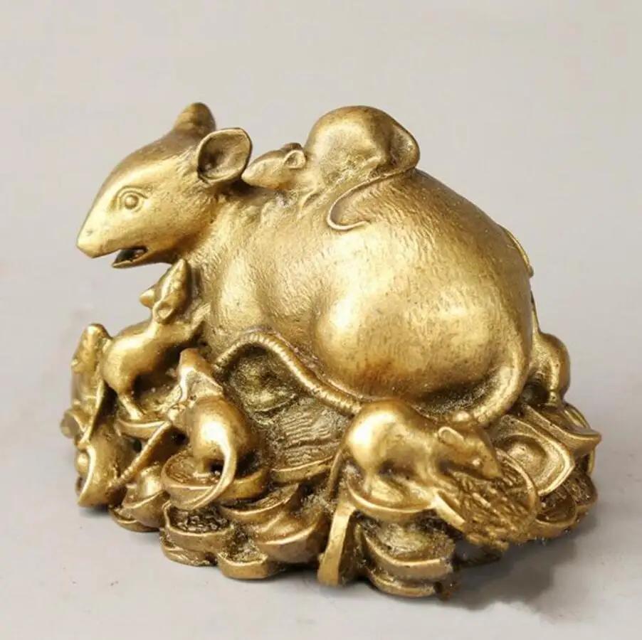 Медная статуя YM китайская чистая медь деньги крыса украшения 12 медная мышь по