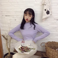 korean version of multicolor wild cotton long sleeved t shirt casual style can be ruffled long sleeved slim sweet girl t shirt