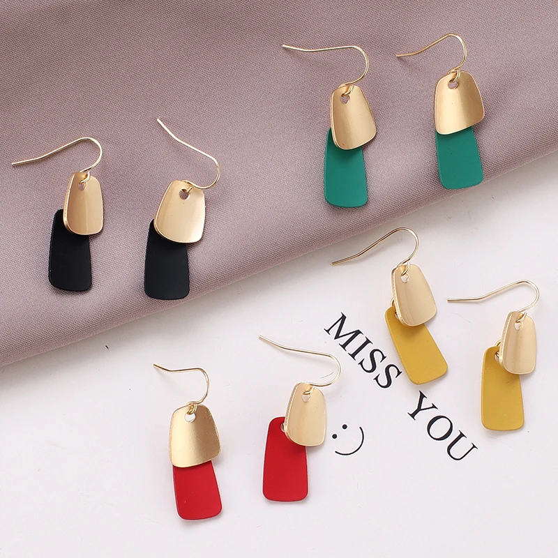 Модные Висячие серьги для женщин матовые Разноцветные классические простые