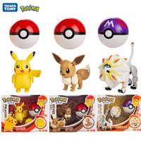 original pokemon pokeball deformation toy set anime figure eevee pikachu solgaleo model pocket monster kids birthday gifts
