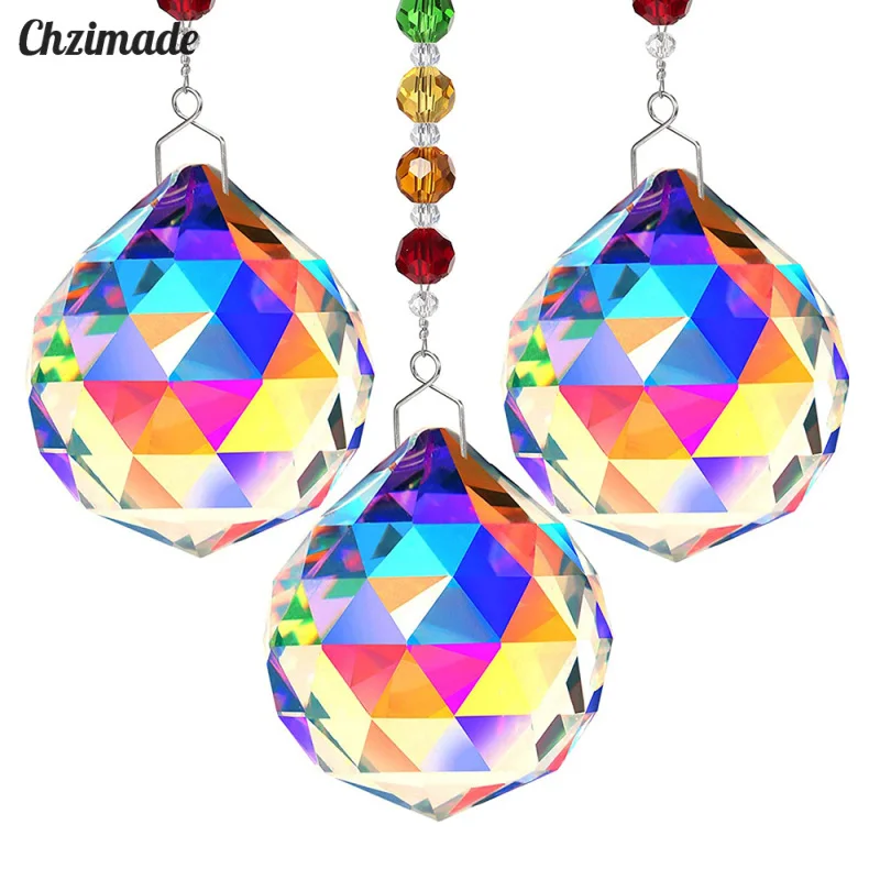 

3Pcs/lot Crystal Sun Catchers Faceted Crystals Glass Ball Prism Pendant Rainbow Maker Hanging Chakra Home Decoration