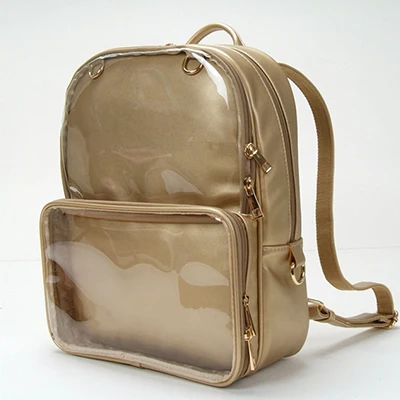 gold Kawaii прозрачная сумка, женский рюкзак, прекрасный Harajuku Itabag, женские рюкзаки, рюкзак для девочки-подростка, из искусственной кожи, водонепроницаемый - Цвет: gold