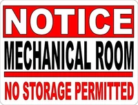 metal tin sign aluminum notice mechanical room no storage permitted sign 10x14 inches