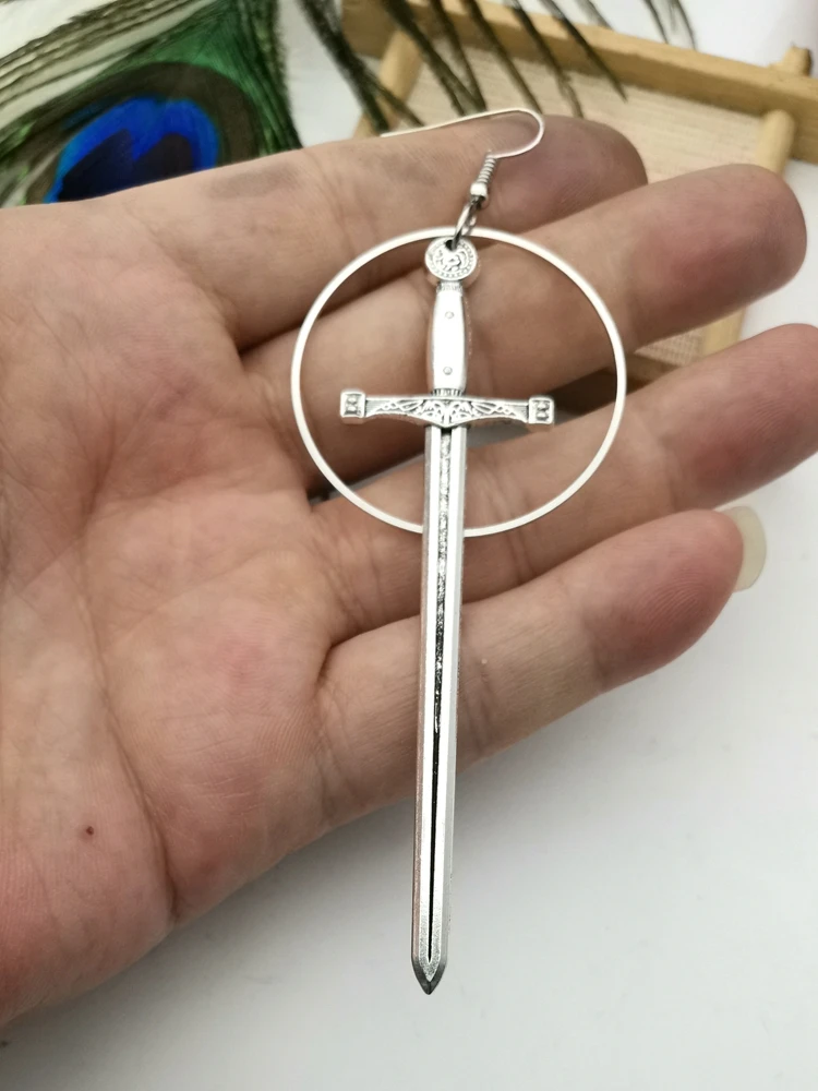 

Medieval Worship Sword Earring Witch or Pagan Alternative Gothic Silver Plated Classic Female Fashion Gift Jewelry