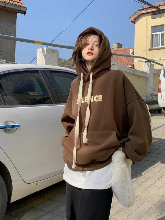 

Женский бархатный свитер с капюшоном, утепленный пуловер цвета Бургунди, Осень-зима 2021