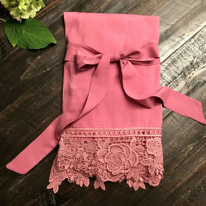 dusty pink Owiter, Женский хлопковый кружевной халат из вискозы, халат для невесты и подружки невесты, одежда для сна, Свадебный халат для невесты, белый халат - Цвет: dusty pink