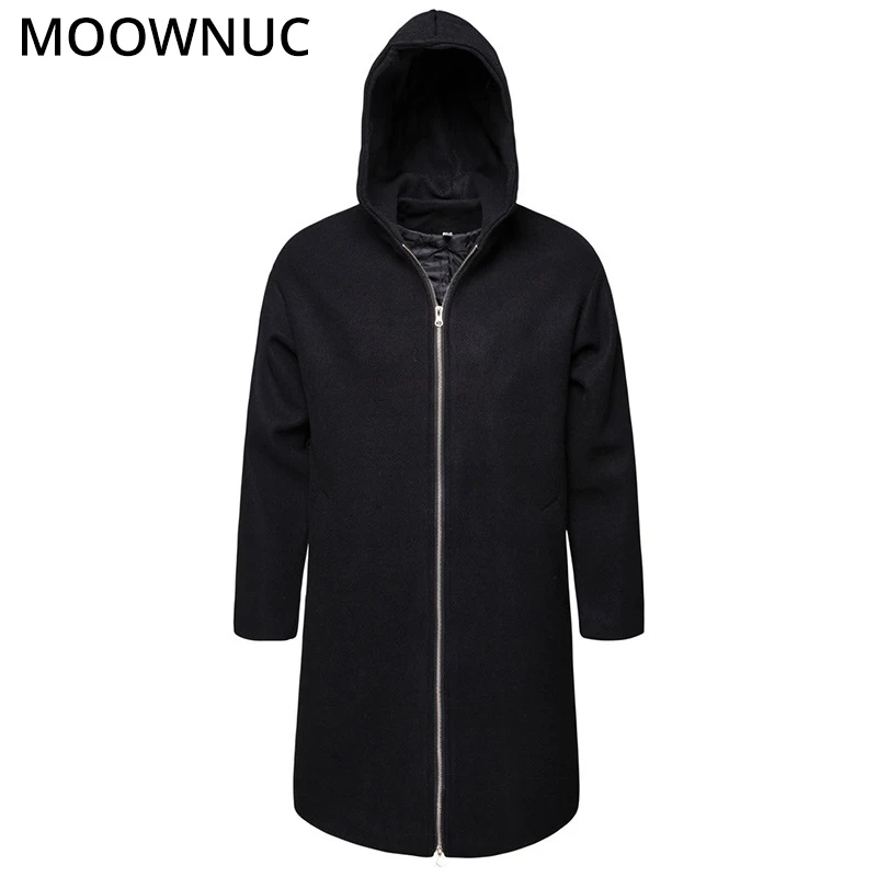 

Мужское шерстяное пальто MOOWNUC MWC, модное длинное шерстяное пальто в стиле смарт-кэжуал, плотная брендовая мужская одежда для осени и зимы