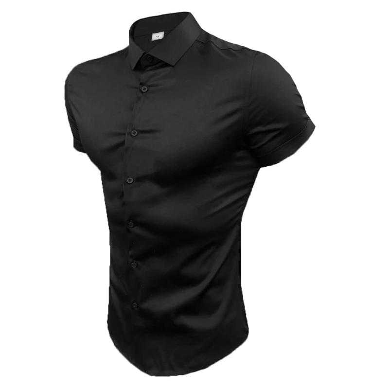 

Summer Fashion Slim Fit Short Sleeve Shirts Men Casual Sports Button Dress Shirt Male Hipster Shirts Tops Gym Fitness Clothing