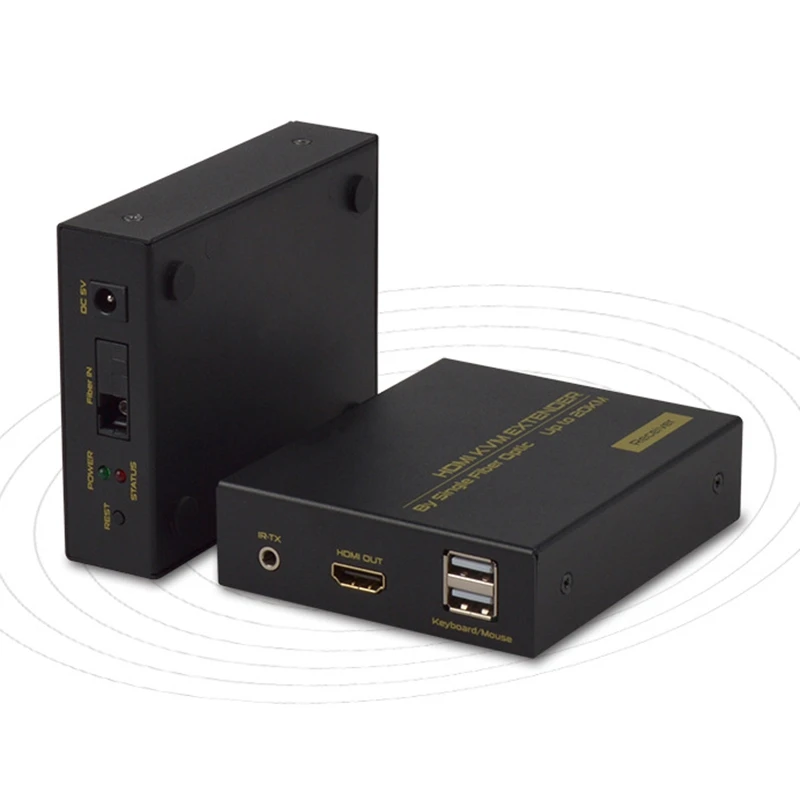

FJGEAR HDMI KVM Extender 1080P 60Hz 20KM USB IR KVM HDMI Optical Fiber Extender for Keyboard Mouse Printer EU Plug