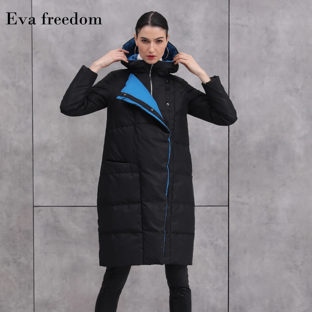 

90% duck down warm Parkas coat winter fashion brand thick warm down jacket female hit color design long hooded down jacket F329