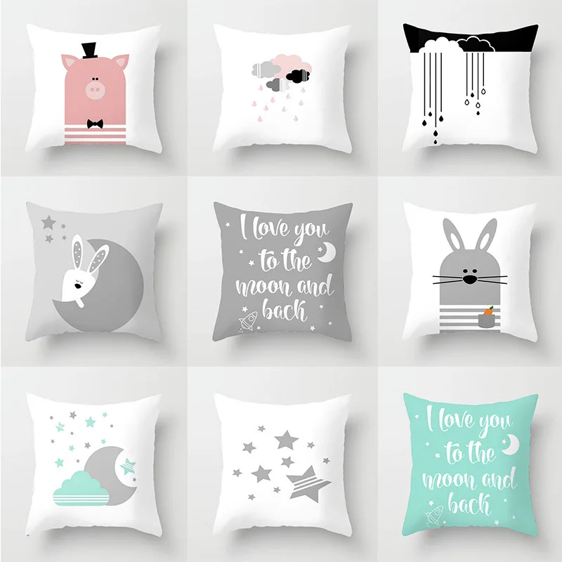 

Simple Cartoon Printing Pillowcase Office Home Sofa Decorative Pillowcase Wholesale