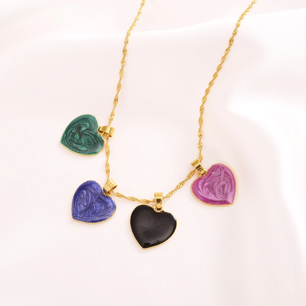 

Bangrui New Fashion Romantic Heart Necklace Earrings Multicolor Long Chain Choker Charm Party Gift Jewelry Sets For Women
