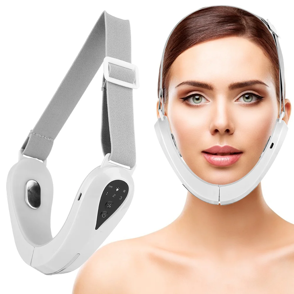 

EMS Facial Massager V-Line Lift Up Belt Red Blue Light Face Slimming Vibration Massager Face Lifting Device Reduce Double Chin