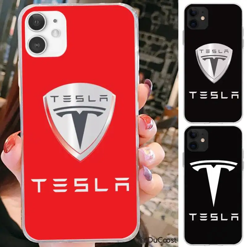 

New Super Electric Car Tesla Logo Phone Case For IPhone 7 8 Plus X XS Max XR Coque Case For Iphone 5s SE 2020 6 6s 11Pro 12